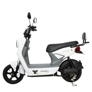 Green Sunny Low Speed Electric Scooter Non RTO 60KM Range White with Portable Charger