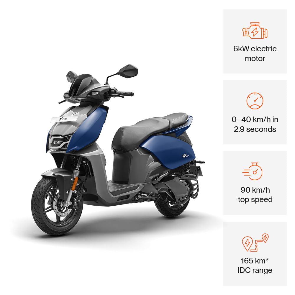 VIDA V2 Pro Electric Scooter by HERO MotoCorp, 2 Removable Batteries, 165 km IDC Range, 90 km/h Top Speed Matte Nexus Blue (Ex-Showroom) - Image 2
