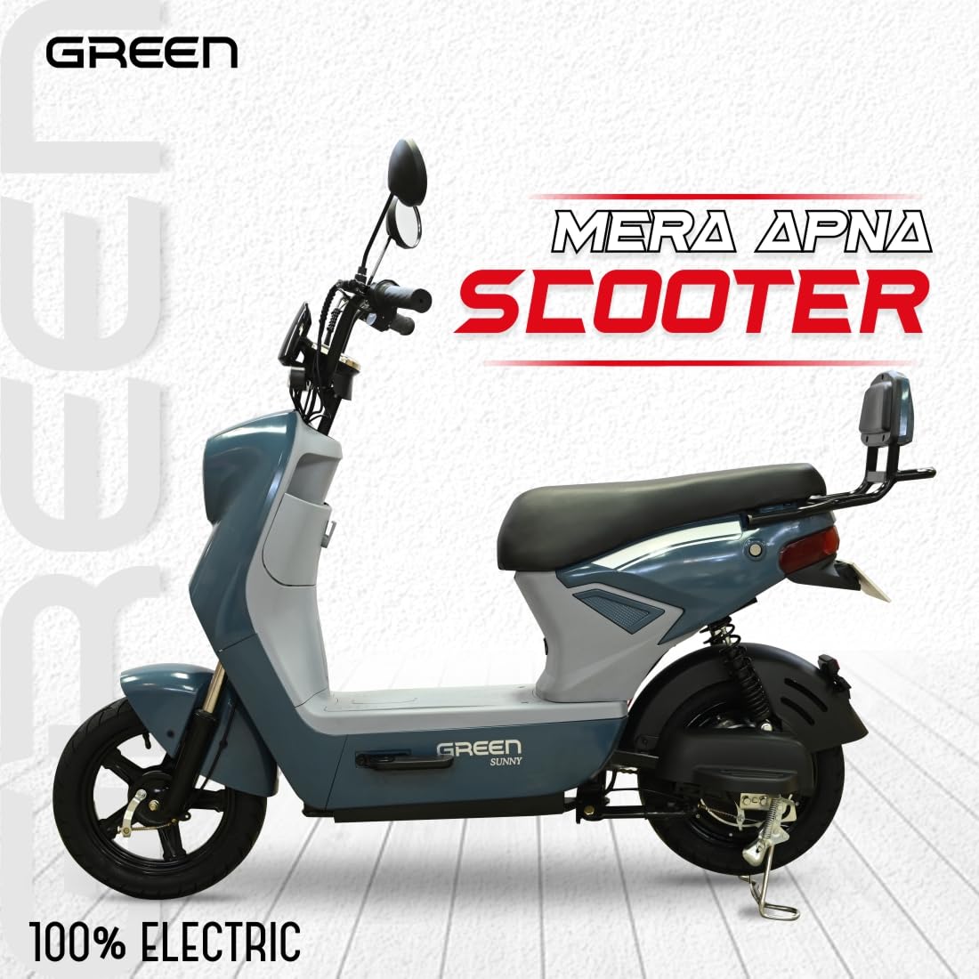 Green Sunny Low Speed Electric Scooter Non RTO 40KM Range with Portable Charger (Blue) - Image 2