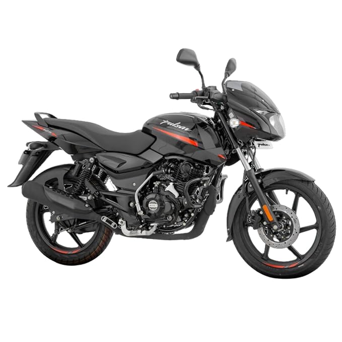 Bajaj Pulsar 125 Neon Disc Motorcycle/Motorbike - Ebony Black Solar Red Decals - Ex-Showroom
