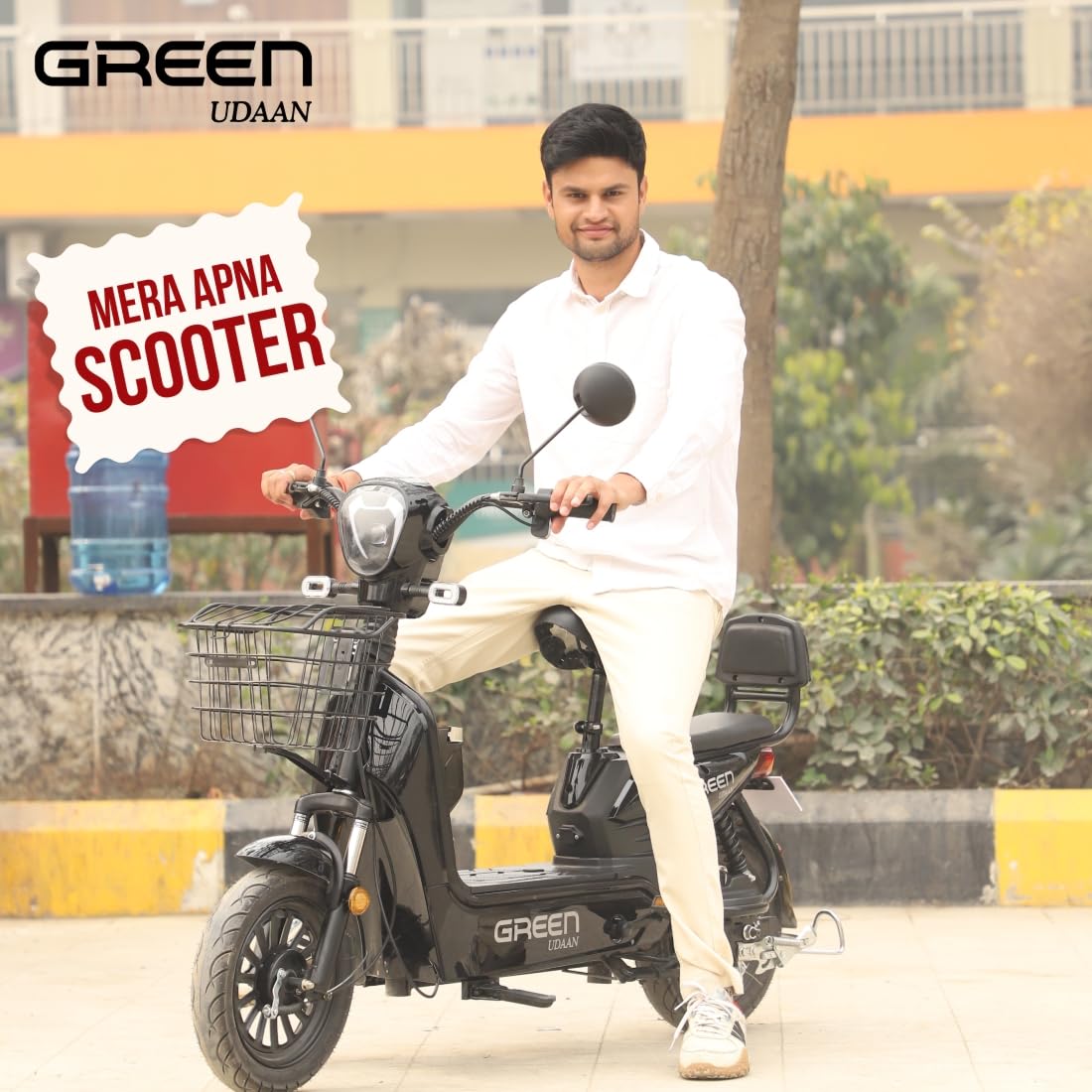Green Udaan Low Speed Electric Scooter Non RTO 30KM Range with Portable Charger (Black) - Image 6