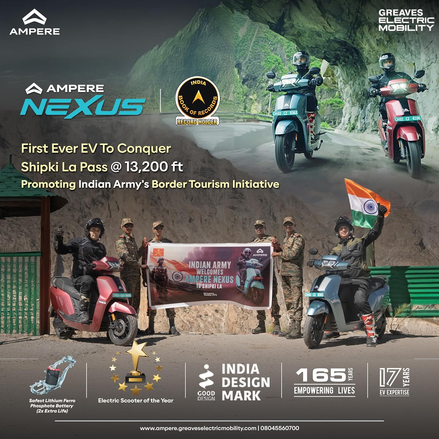 Ampere Powered by Greaves Electric Mobility Nexus ST High Performance Family Electric Scooter with Portable Charger Ex-Showroom (LUNAR WHITE) - Image 2